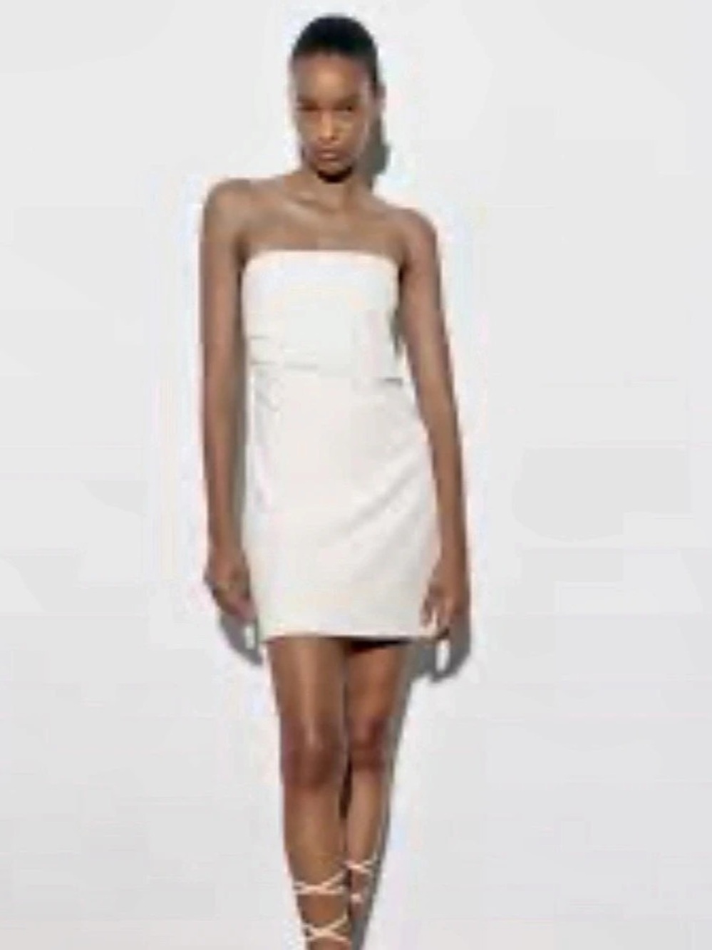 House of CB Mimi Strapless Twill Mini Dress White